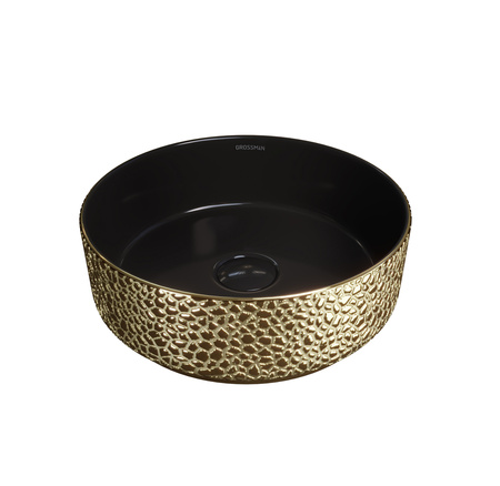 Раковина накладная (35,5х35,5) Grossman Color GR-5010GBL, черный, золото